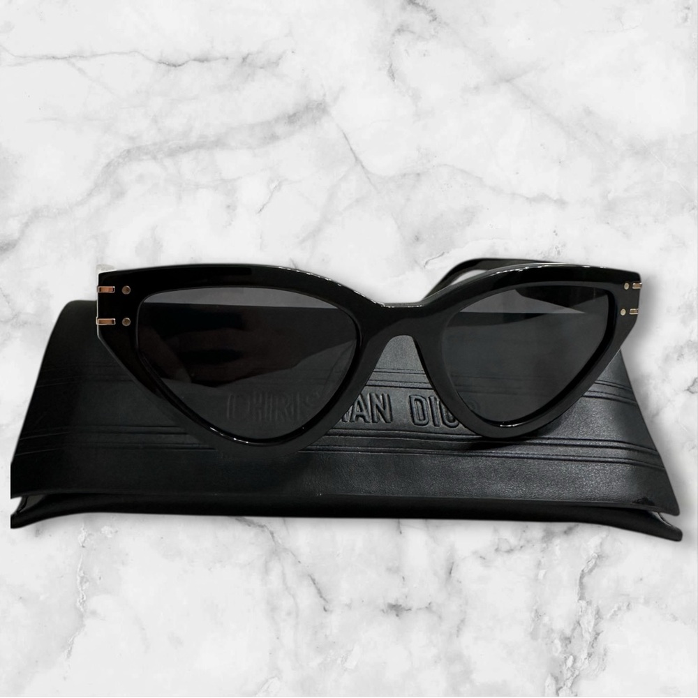 Christian Dior Black Sunglasses with Case and Strap